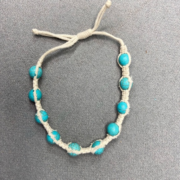 macrame Jewelry - Turquoise Bead and Hemp Macramé Bracelet